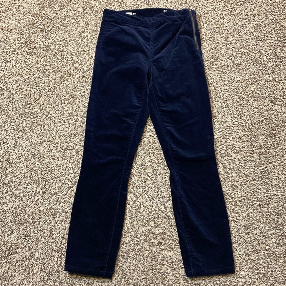 GAP Side Zip Blue Velvet Crop Leggings - Picture 1 of 6